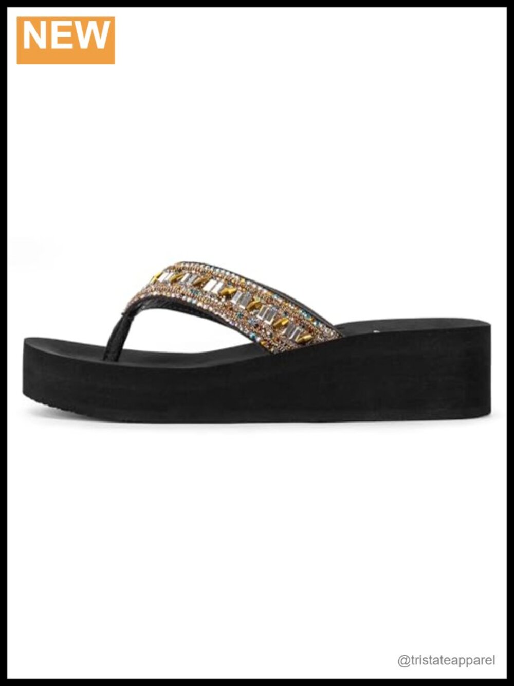 Raziq Flatform Thong Sandal Round Toe 1.75 Inch Heel Comfortable Slip On